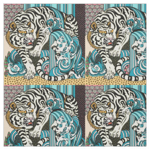 Feng Shui White Tiger Fabric Stoff