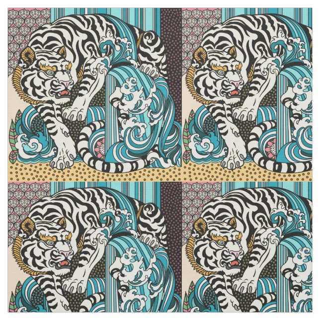 Feng Shui White Tiger Fabric Stoff (Muster)