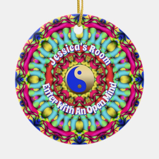 Feng Shui Yin Yang Mandala Room Hängeeinrichtung Keramik Ornament (Vorne)