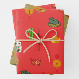 Fengshui Viel Glück, Money and Abundance Symbols Geschenkpapier Set