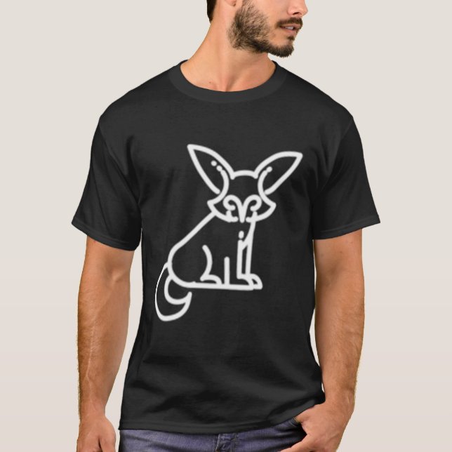 Fennec Fox Animal Abzeichen Patch Line Art Icon Ou T-Shirt (Vorderseite)