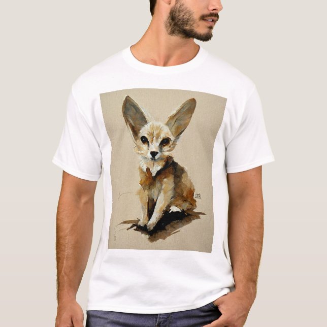 Fennec Fox Aquarellmalerei T-Shirt (Vorderseite)