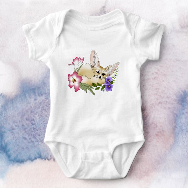 Fennec Fox Blume Niedlich Baby Strampler (Von Creator hochgeladen)
