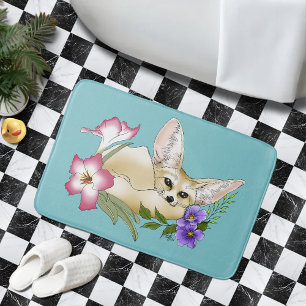 Fennec Fox Blume Niedlich Badematte