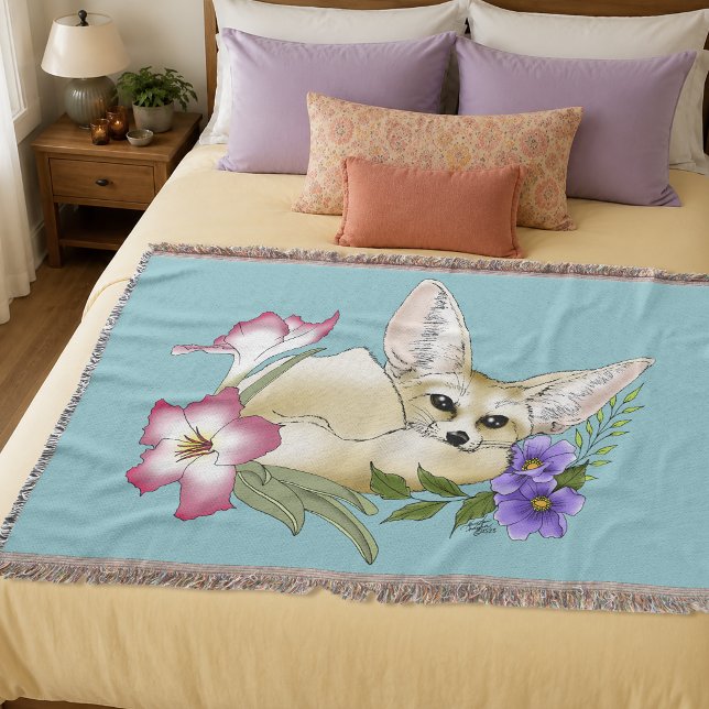 Fennec Fox Blume Niedlich Decke (Von Creator hochgeladen)