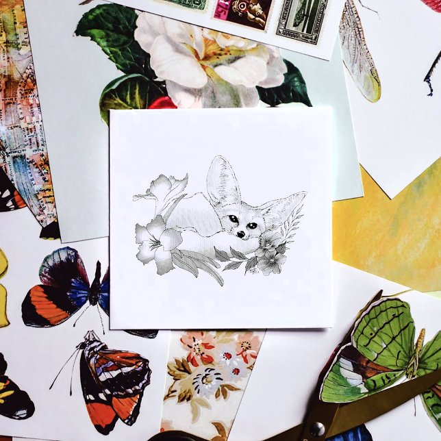 Fennec Fox Blume Niedlich Gummistempel (Von Creator hochgeladen)