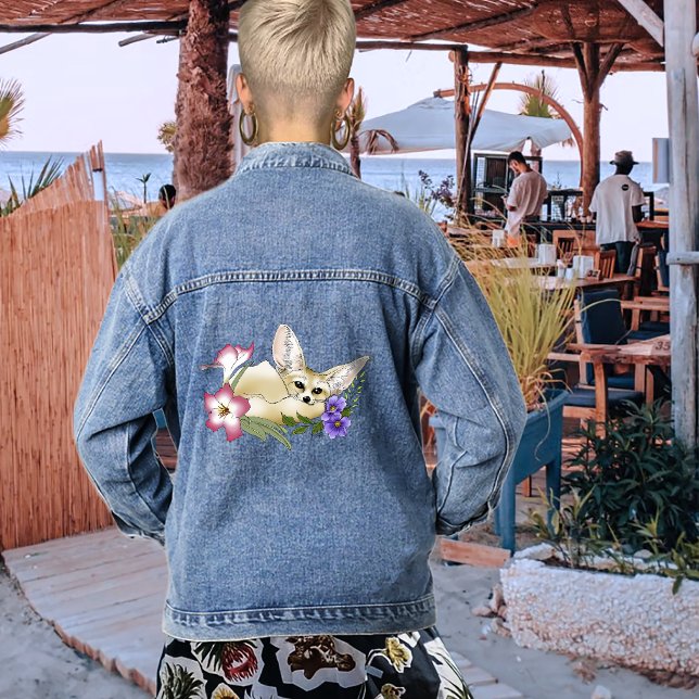 Fennec Fox Blume Niedlich Jeansjacke (Von Creator hochgeladen)