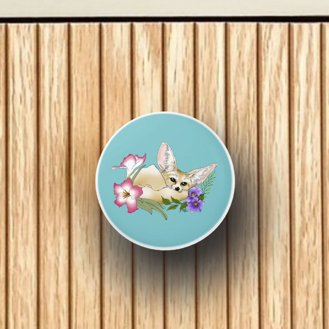Fennec Fox Blume Niedlich Keramikknauf (Von Creator hochgeladen)