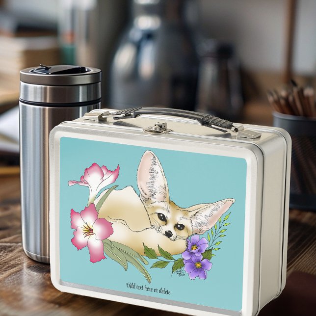 Fennec Fox Blume Niedlich Metall Brotdose (Von Creator hochgeladen)