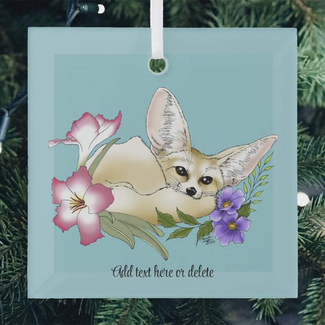 Fennec Fox Blume Niedlich Ornament Aus Glas (Von Creator hochgeladen)
