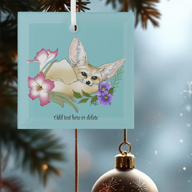 Fennec Fox Blume Niedlich Ornament Aus Glas (Von Creator hochgeladen)