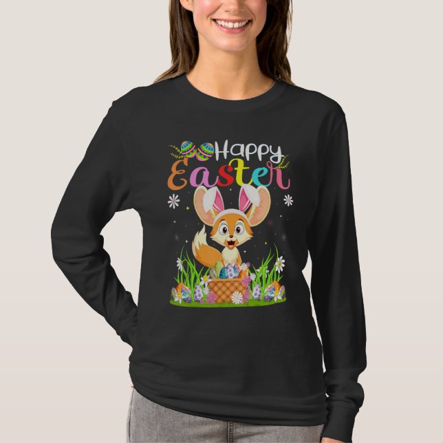 Fennec Fox Bunny Egg Jagd Fennec Fox Happy East T-Shirt (Vorderseite)