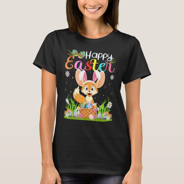 Fennec Fox Bunny Egg Jagd Fennec Fox Happy East T-Shirt (Vorderseite)
