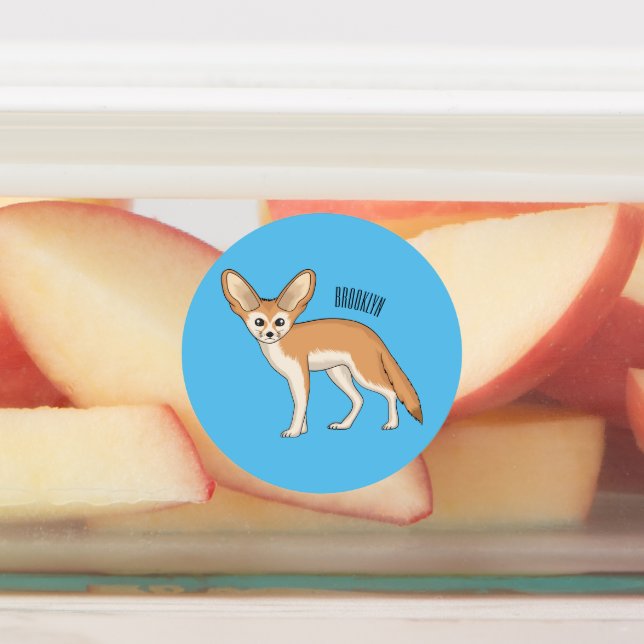 Fennec fox Cartoon Illustration Etiketten (Befestigt)