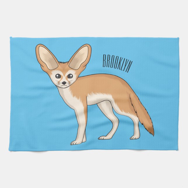 Fennec fox Cartoon Illustration Geschirrtuch (Horizontal)
