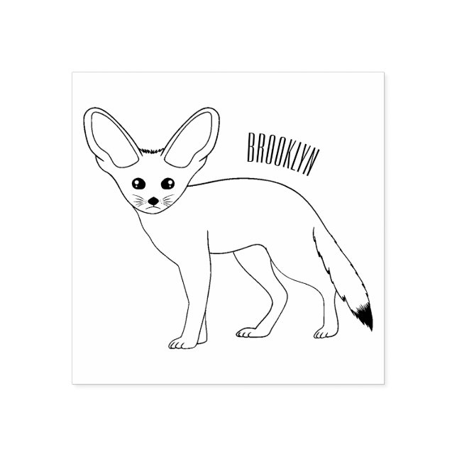 Fennec fox Cartoon Illustration Gummistempel (Prägung)