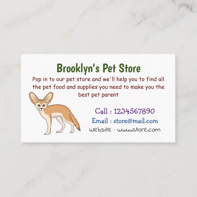 Fennec fox Cartoon Illustration Visitenkarte (Vorderseite)