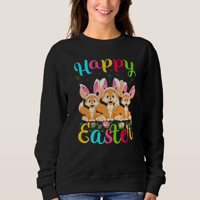 Fennec Fox Easter Egg Bunny Fennec Fox Happy East Sweatshirt (Vorderseite)