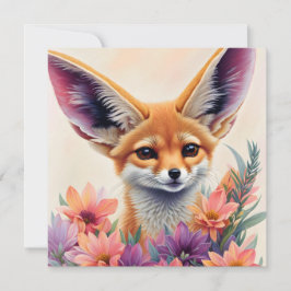 Fennec Fox Floral Art Einladung