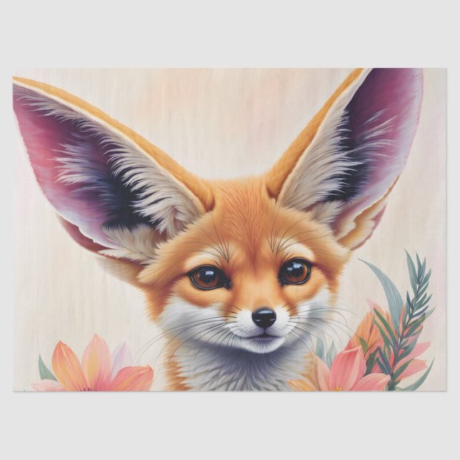 Fennec Fox Floral Art Seidenpapier (Vorderseite)