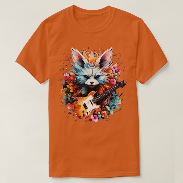 Fennec Fox Gitarre spielen T-Shirt (Design vorne)