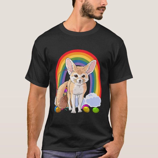 Fennec Fox Happy Oaster Eggs Bunny T-Shirt (Vorderseite)
