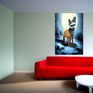 Fennec Fox im schneebedeckten Berg   AI Art Poster