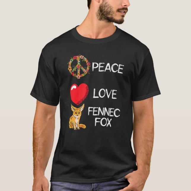 Fennec Fox Liebe Peace Heart Unity T-Shirt (Vorderseite)