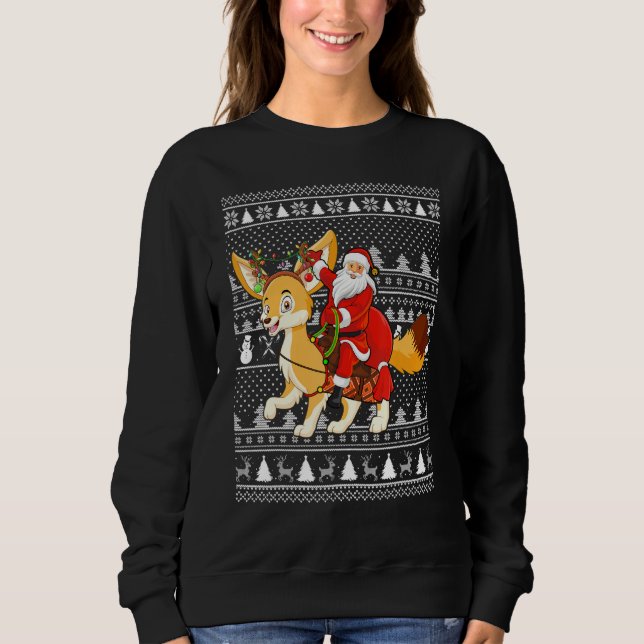 Fennec Fox Lover Santa Riding Fennec Fox Ugly Chri Sweatshirt (Vorderseite)