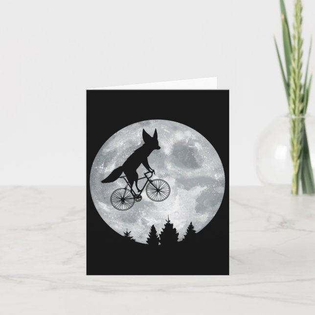 Fennec Fox Riding Moon Bike Halloween Lunar Cyclin Karte (Vorderseite)