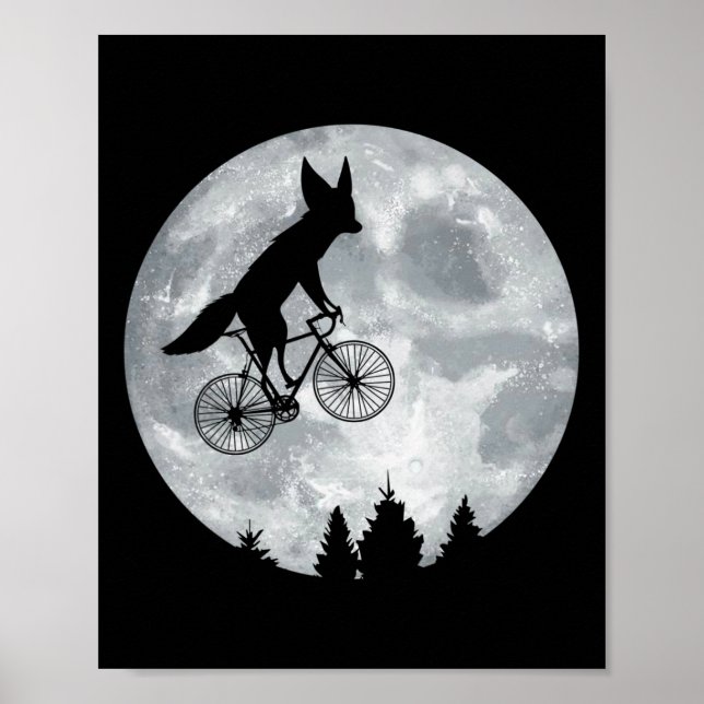 Fennec Fox Riding Moon Bike Halloween Lunar Cyclin Poster (Vorne)