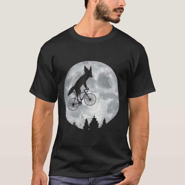Fennec Fox Riding Moon Bike Halloween Lunar Cyclin T-Shirt (Vorderseite)