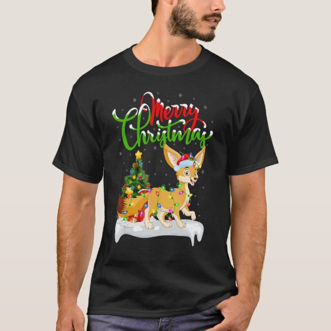 Fennec Fox Xmas Dekorationen T-Shirt (Vorderseite)
