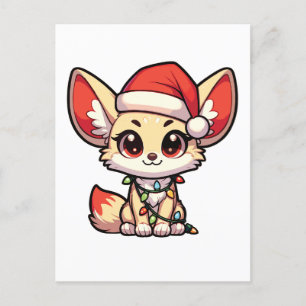 Fennec Frohe Weihnachts-Wintertiere Niedlich Fenne Feiertagspostkarte
