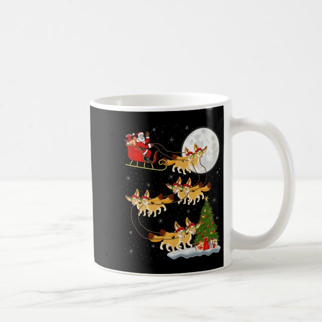 Fennec Fuchs Weihnachtsmann Schlitten Fliegend Lus Kaffeetasse (Rechts)