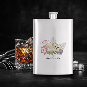 Fennek Fuchs Rosa Lila Blumen Süß Blau Botanisch Flachmann