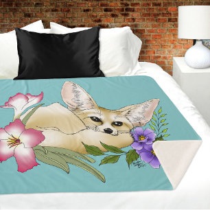 Fennek Fuchs Rosa Lila Blumen Süß Blau Botanisch Sherpadecke