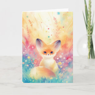 Fennekfuchs in einem traumhaften Wildblumenfeld Karte