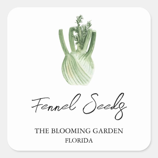 Fennel Seeds Label Quadratischer Aufkleber (Vorderseite)