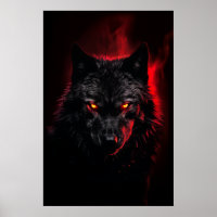 Fenrir - Schwarzer Wolf mit roten Augen