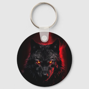 Fenrir - Schwarzer Wolf mit roten Augen Schlüsselanhänger