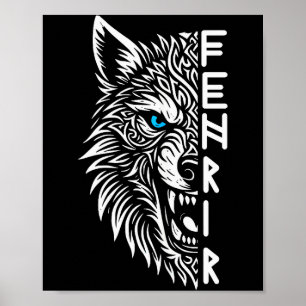 Fenrir Wikingerwolf von Odin Nordisch Wikinger Kel Poster
