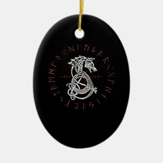 Fenrir Wolf Of Odin Celtic Norse Runes Distressed Keramik Ornament