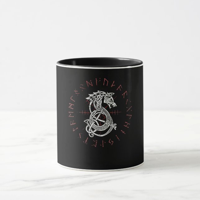 Fenrir Wolf von Odin Keltische Norse Runen gestres Tasse (Zentrum)