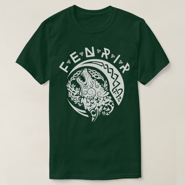 Fenriswolf Fenrir White Wikinger Vikings T-Shirt (Design vorne)