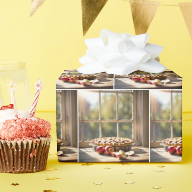 Fenster "Apfelkuchen nach Bauernhof" Geschenkpapier (Geburtstagsparty)