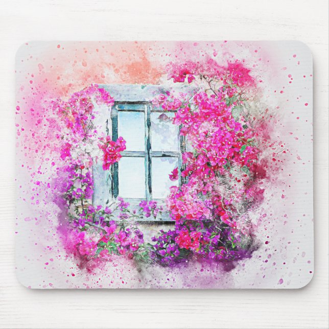 Fenster Aquarellfarbe Mousepad (Vorne)