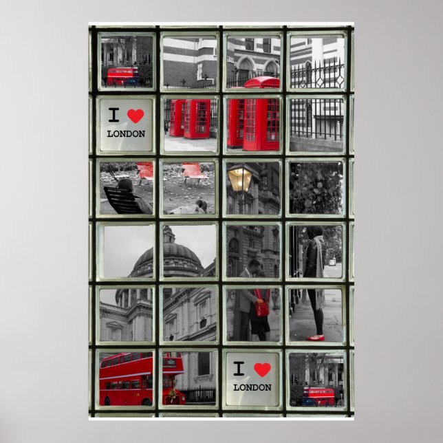 Fenster auf den Londoner Sehenswürdigkeiten Poster (Vorne)
