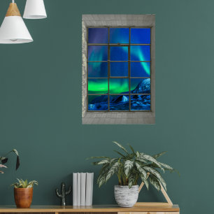 Fenster "Aurora Borealis Northern Lights Imitats" Poster
