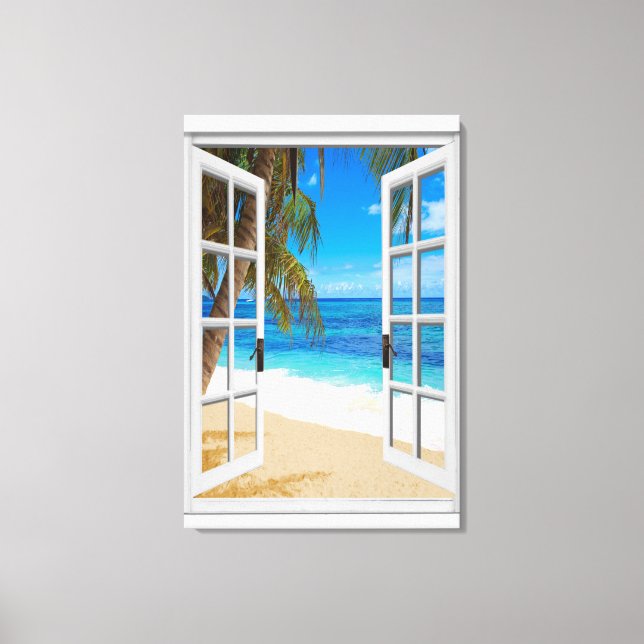 Fenster "Beach Ocean View Imitate" Leinwanddruck (Vorderseite)